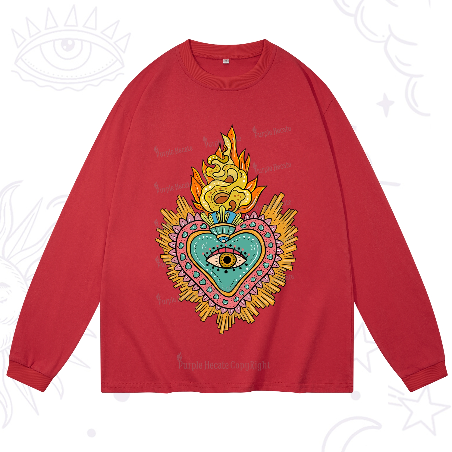 Purplehecate Rainbow Sacred Heart Long Sleeve T-Shirt