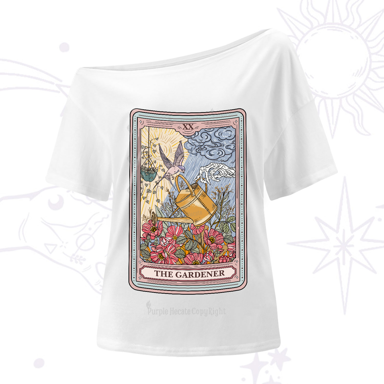 Purplehecate The Gardener Tarot One-Shoulder T-Shirt