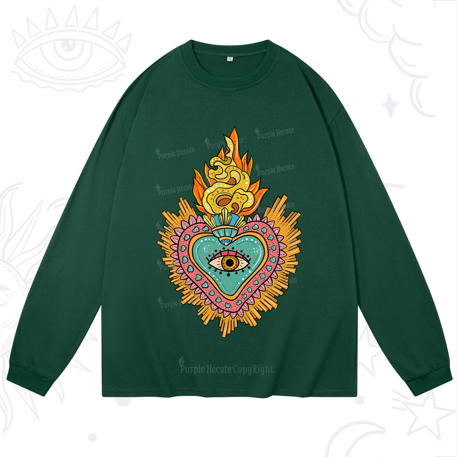 Purplehecate Rainbow Sacred Heart Long Sleeve T-Shirt