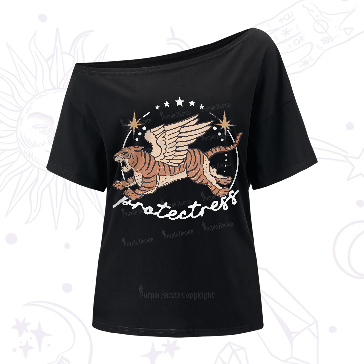Purplehecate Protectress One-Shoulder T-Shirt