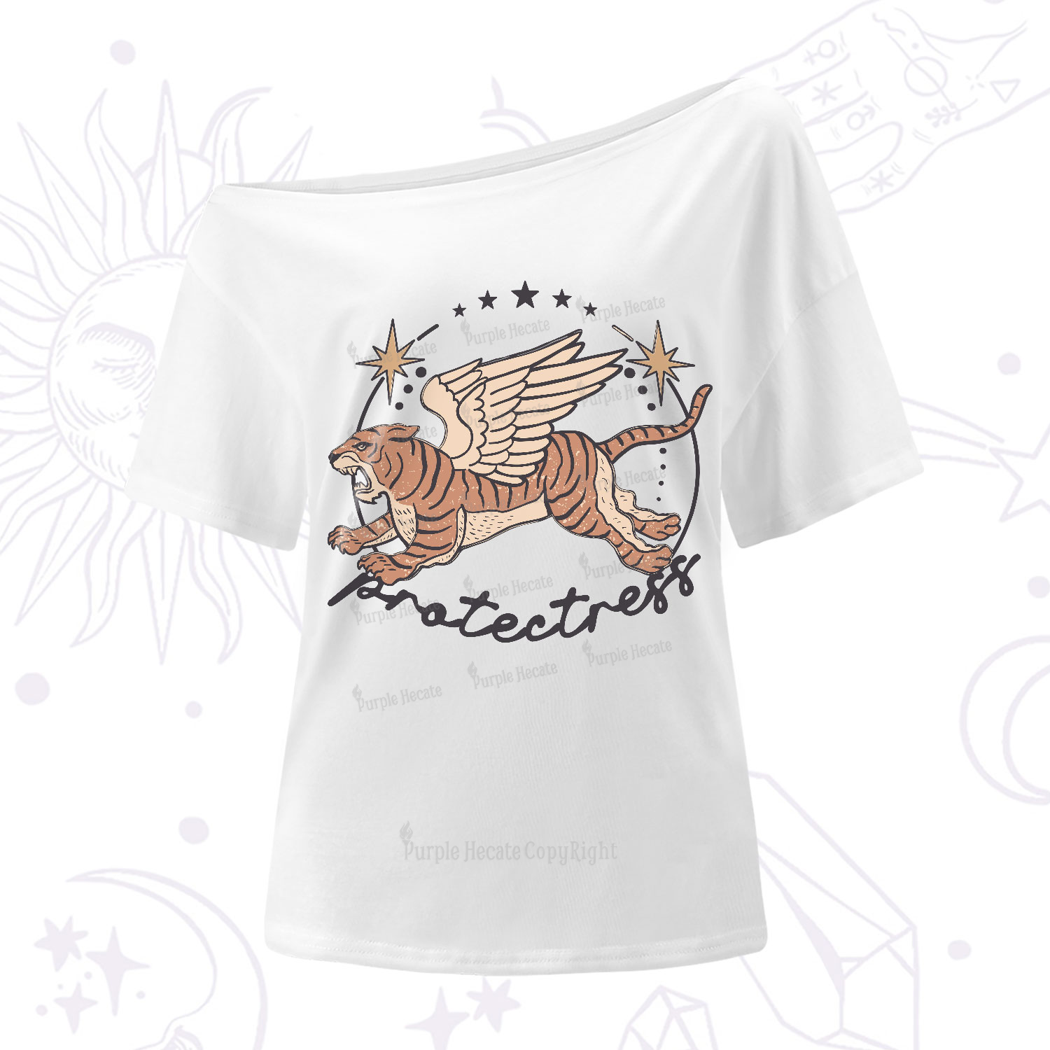 Purplehecate Protectress One-Shoulder T-Shirt
