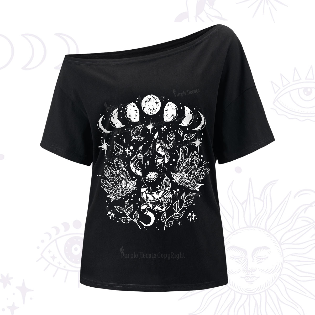 Purplehecate Reach For The Moon One-Shoulder T-Shirt