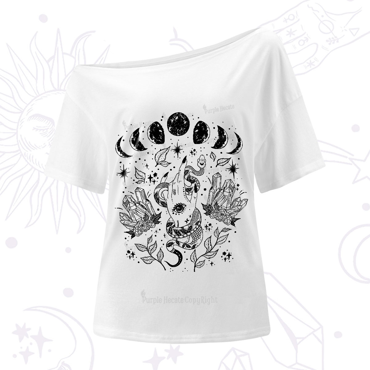Purplehecate Reach For The Moon One-Shoulder T-Shirt