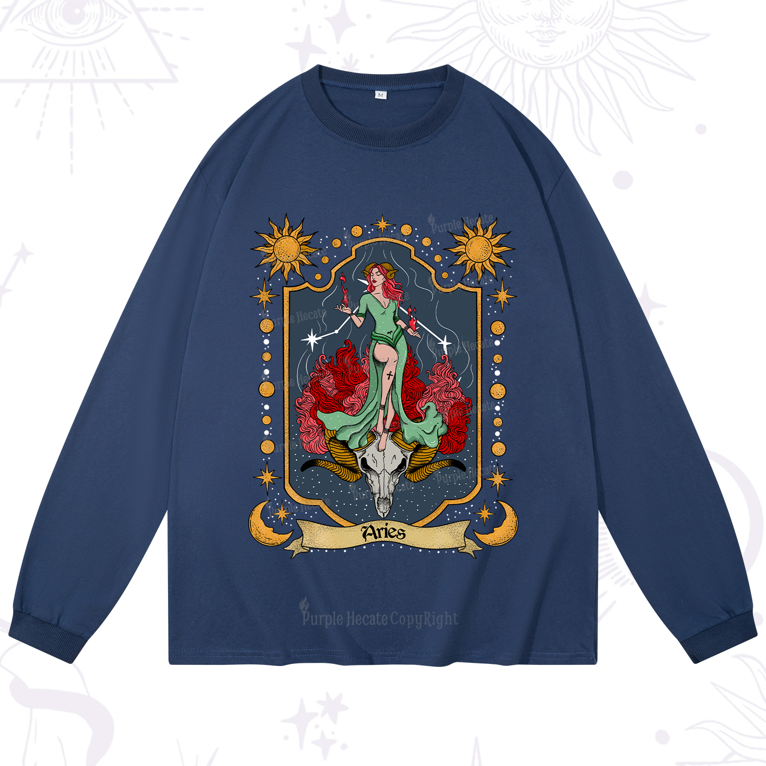 Purplehecate Aries Zodiac Long Sleeve T-Shirt