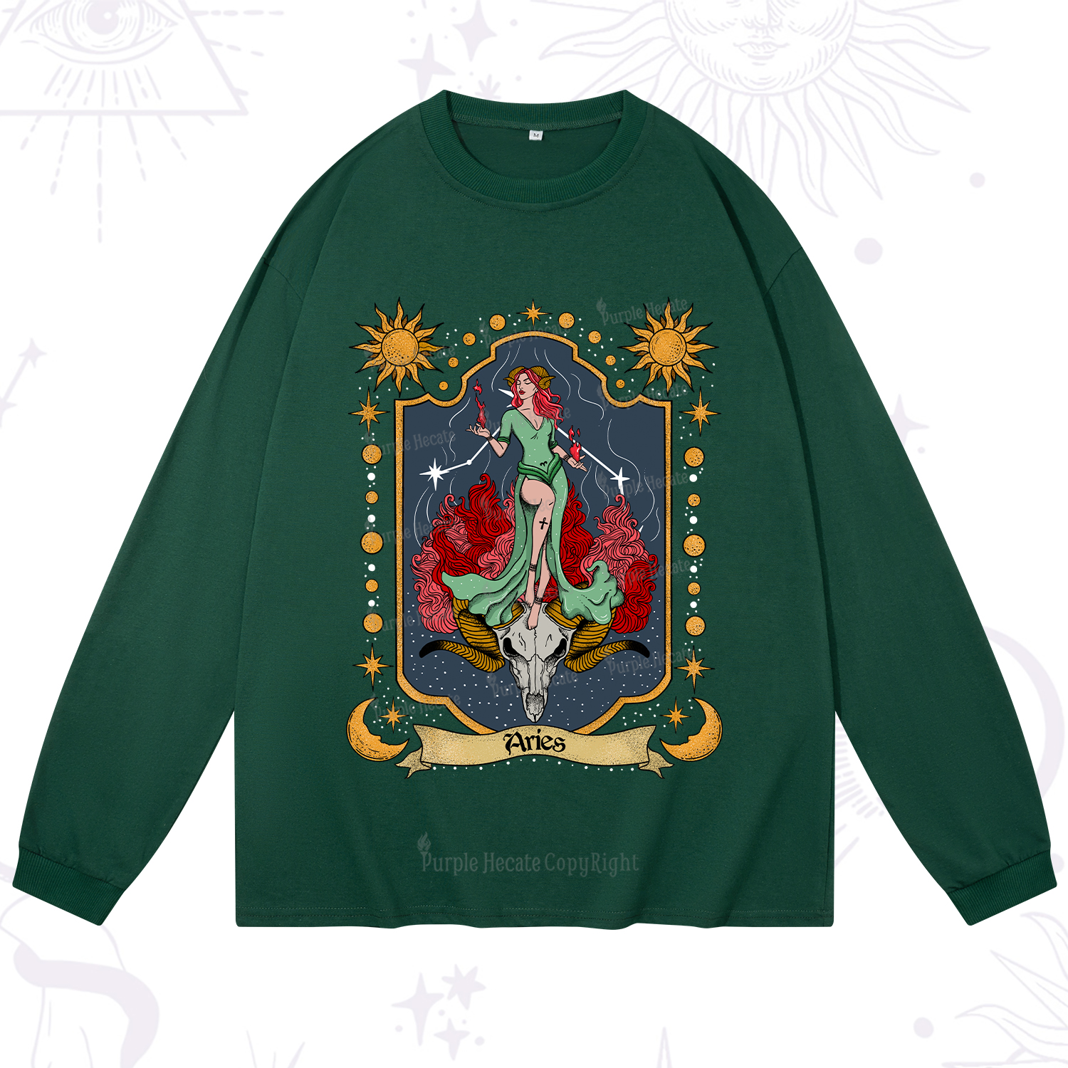 Purplehecate Aries Zodiac Long Sleeve T-Shirt
