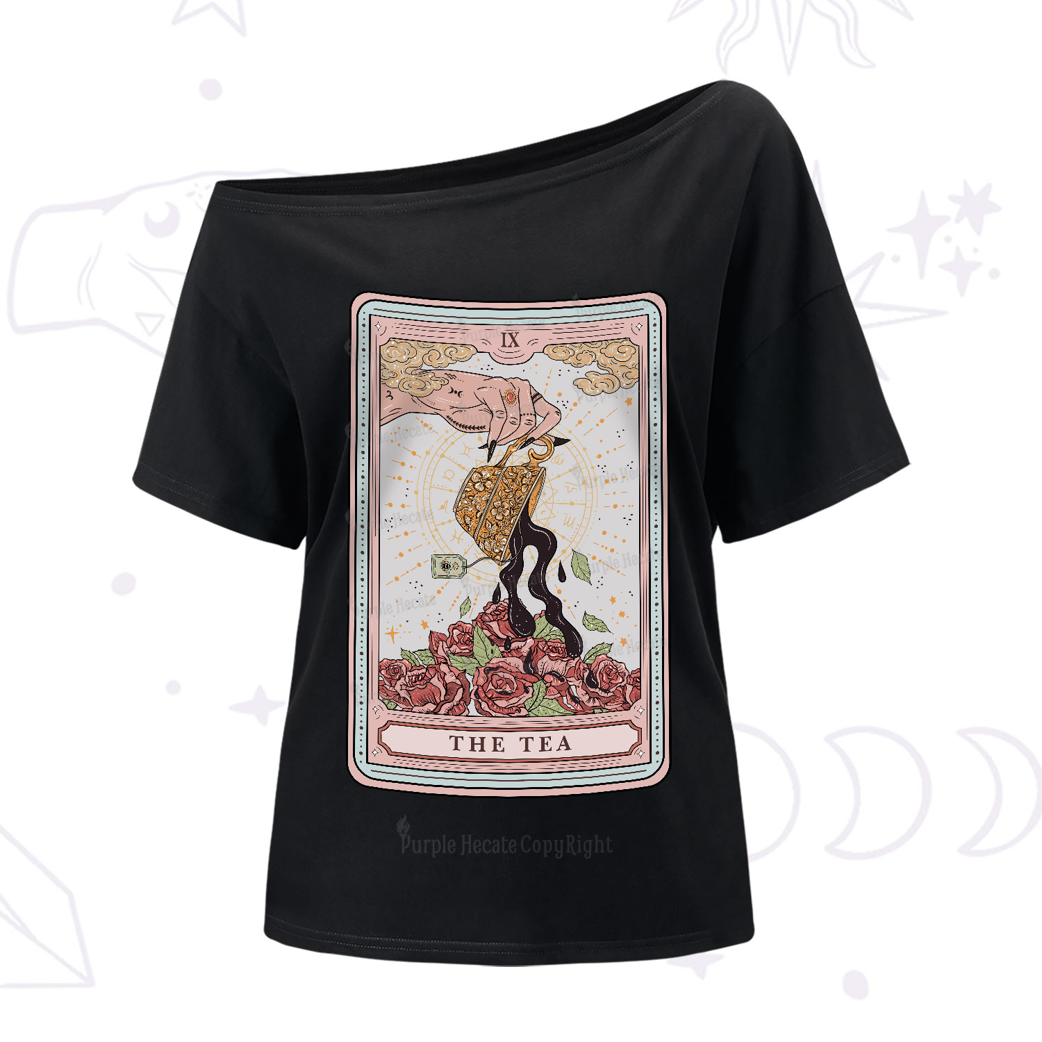 Purplehecate The Tea Food Tarot One-Shoulder T-Shirt