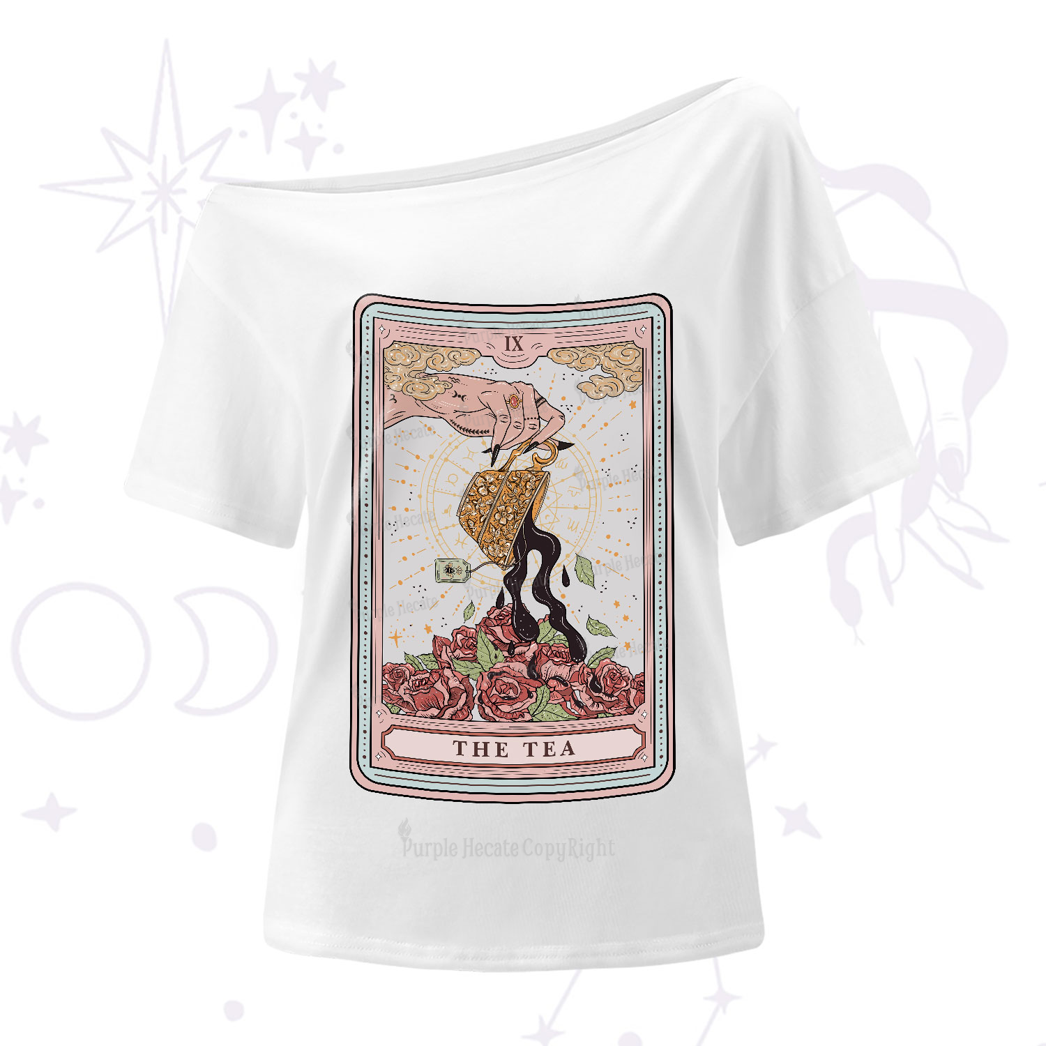 Purplehecate The Tea Food Tarot One-Shoulder T-Shirt