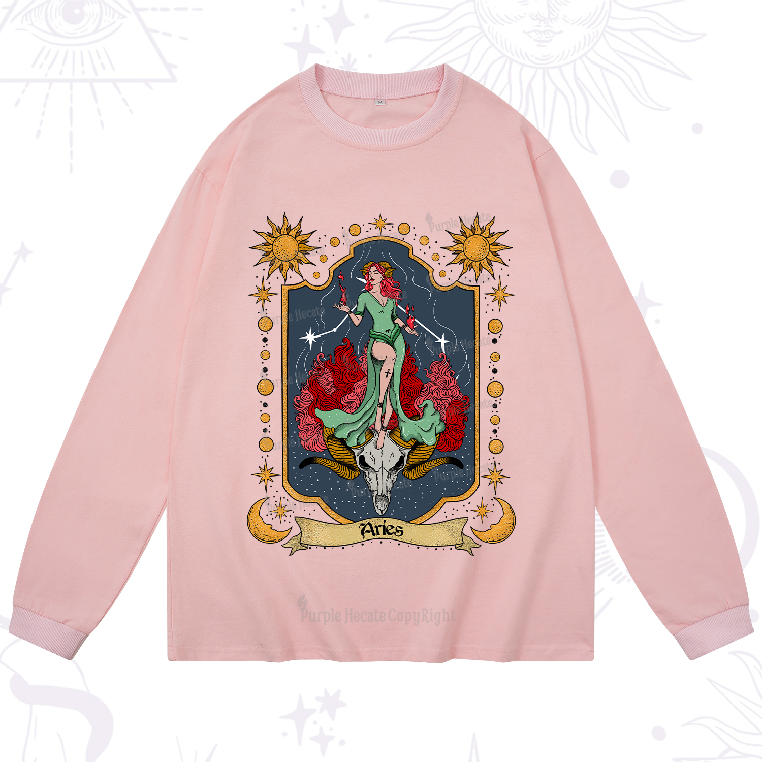 Purplehecate Aries Zodiac Long Sleeve T-Shirt