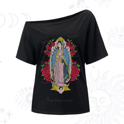 Purplehecate Mother Mary One-Shoulder T-Shirt