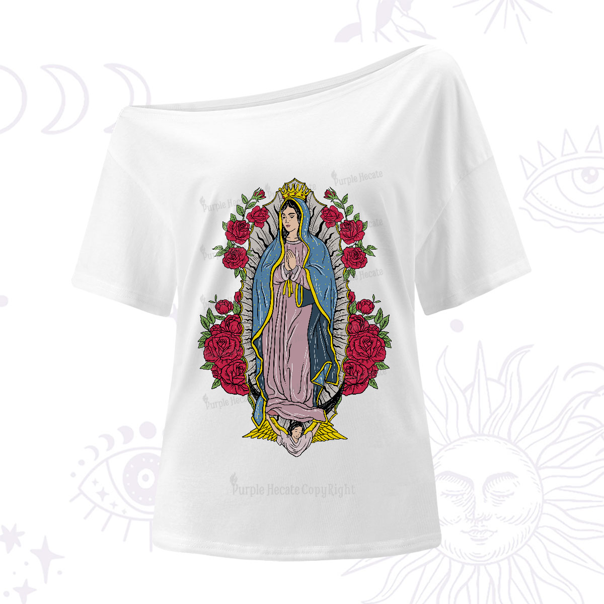 Purplehecate Mother Mary One-Shoulder T-Shirt