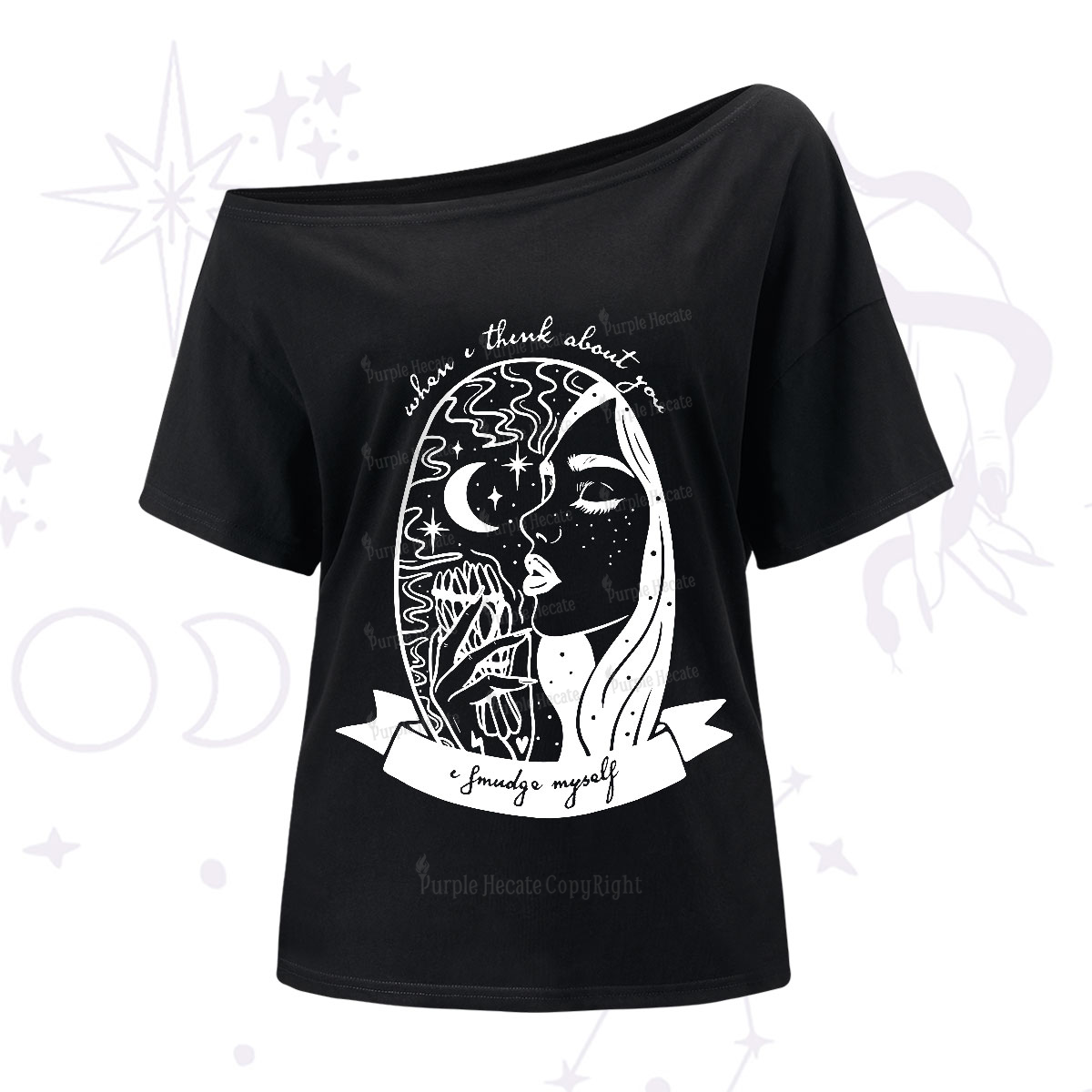 Purplehecate When I Think About You I Smudge Myself One-Shoulder T-Shirt