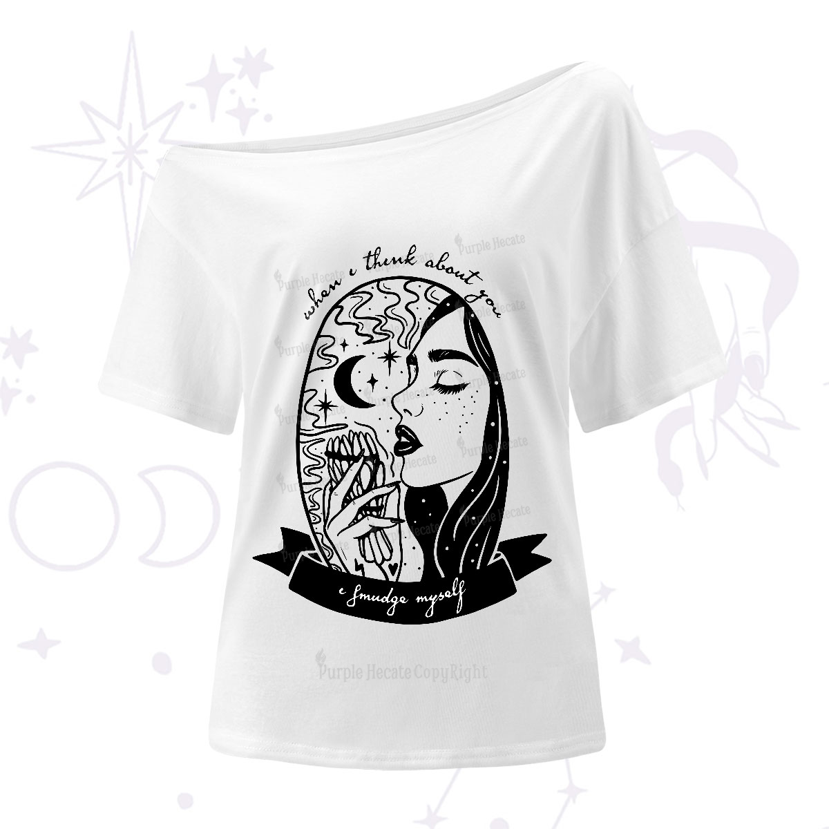 Purplehecate When I Think About You I Smudge Myself One-Shoulder T-Shirt