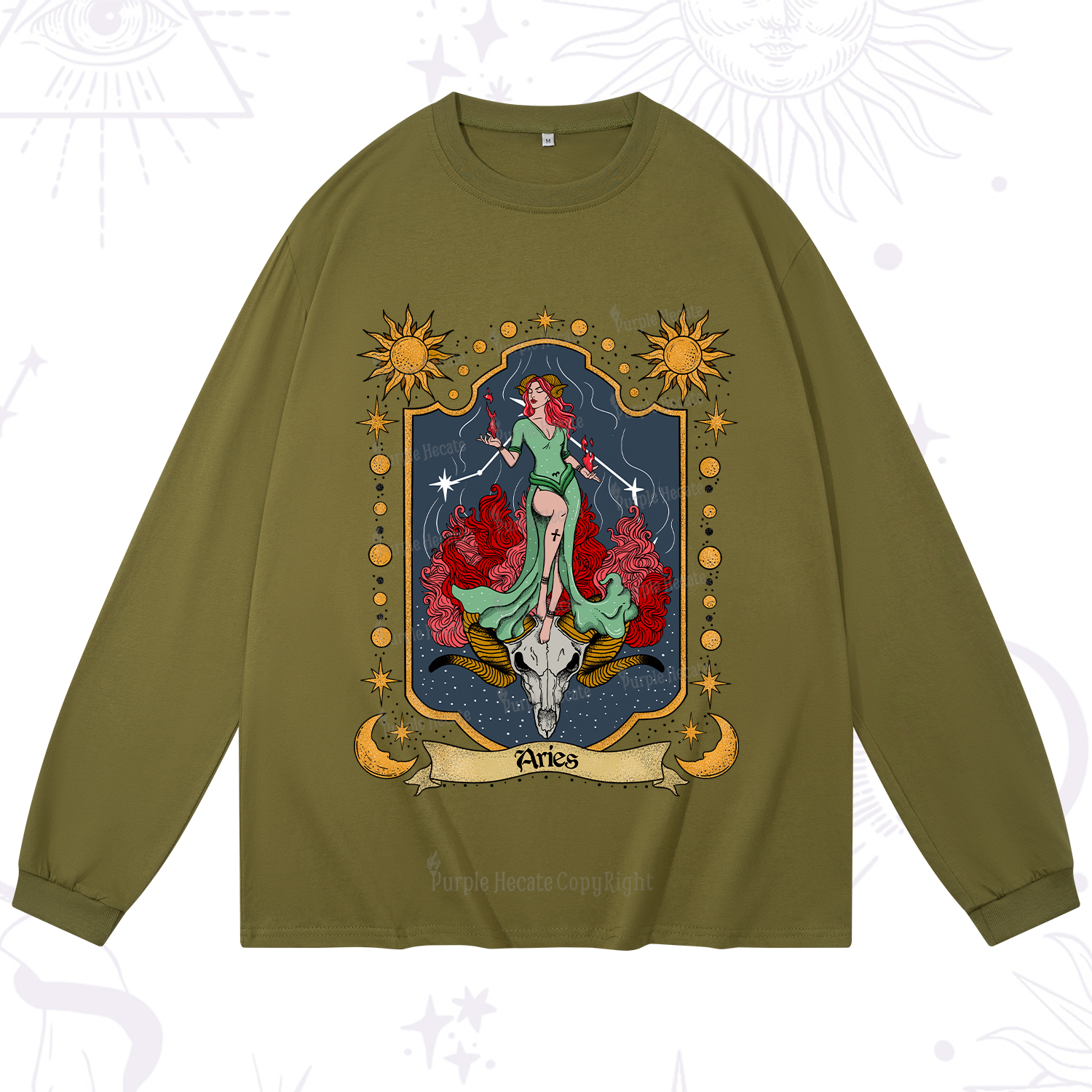 Purplehecate Aries Zodiac Long Sleeve T-Shirt