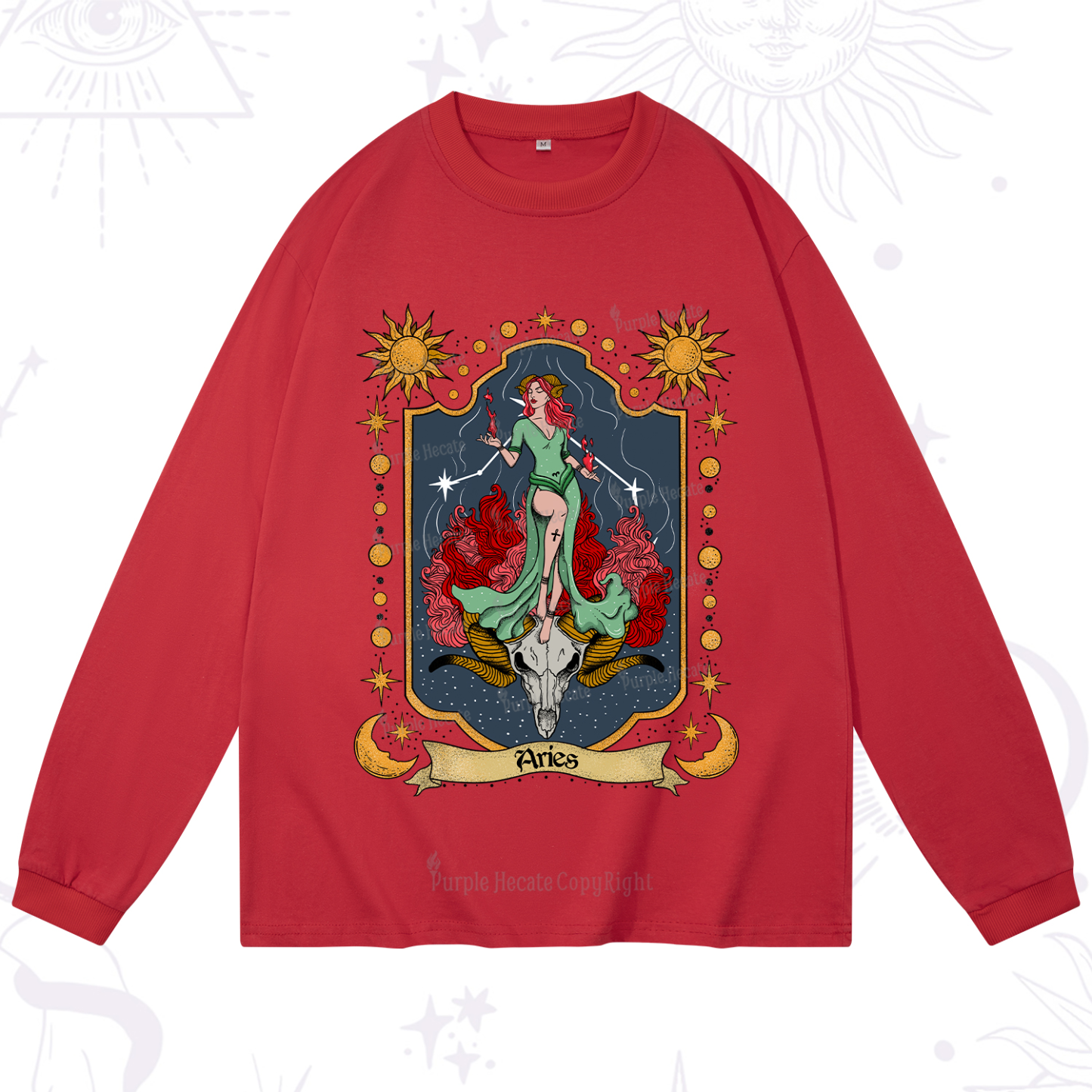 Purplehecate Aries Zodiac Long Sleeve T-Shirt