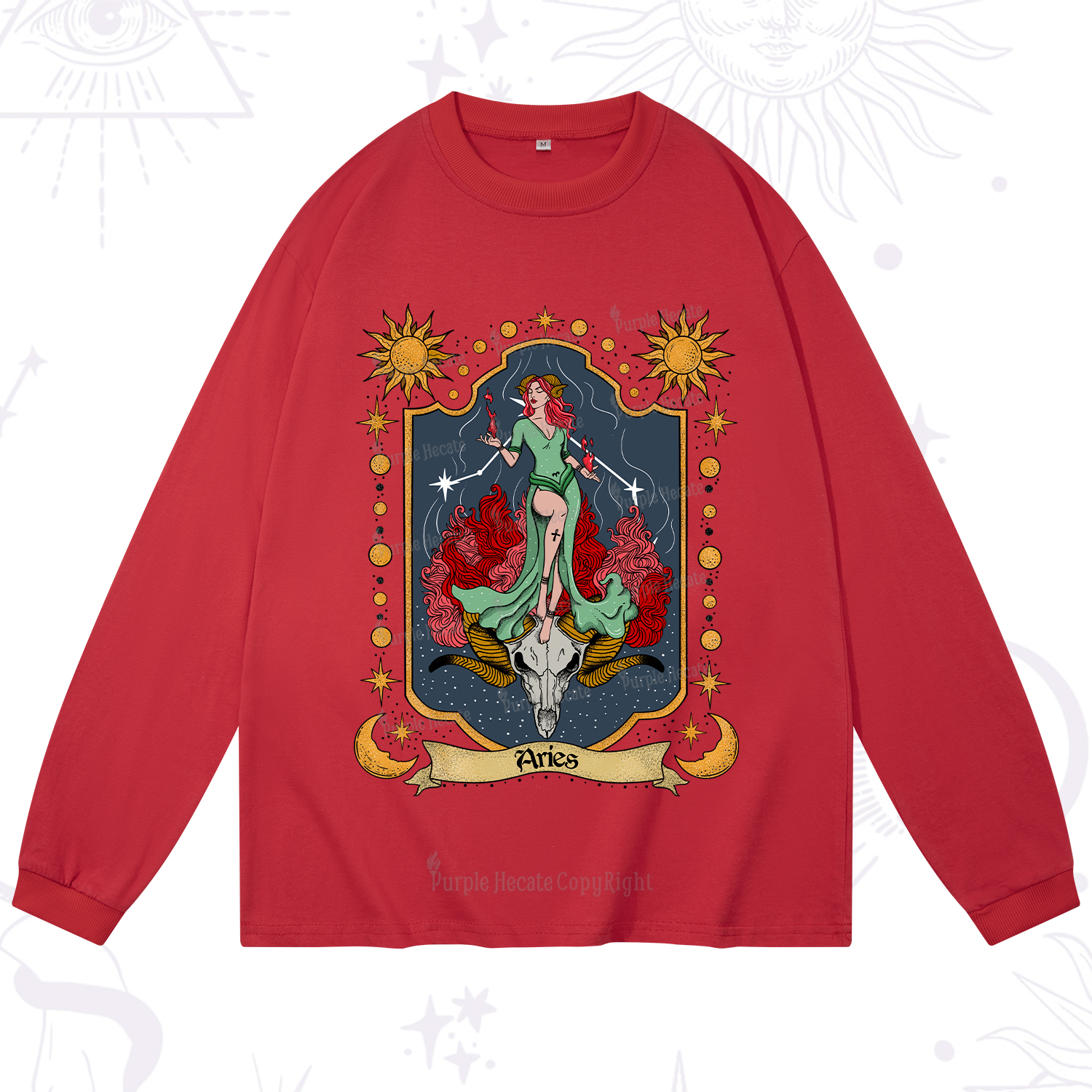 Purplehecate Aries Zodiac Long Sleeve T-Shirt