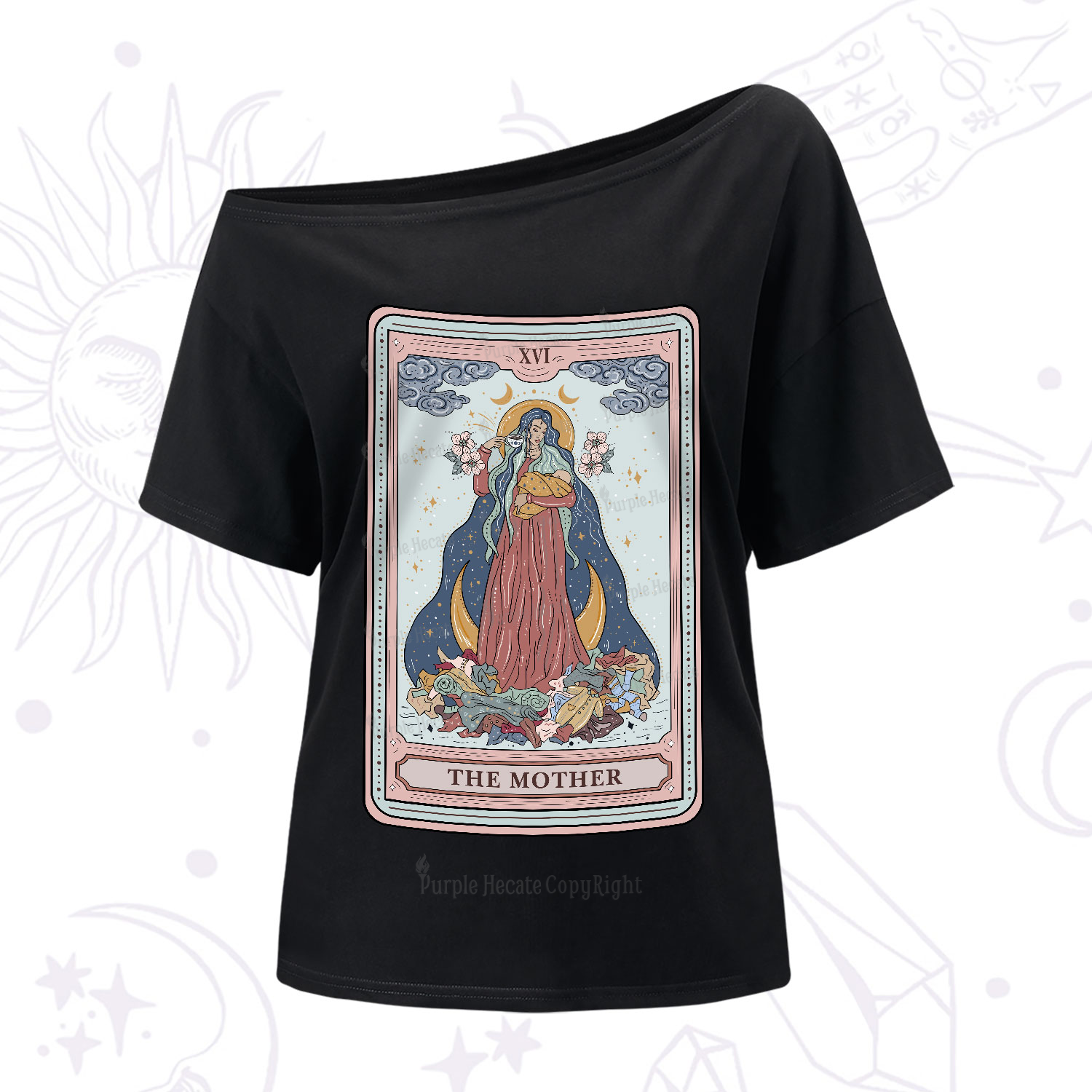 Purplehecate The Mother Tarot One-Shoulder T-Shirt
