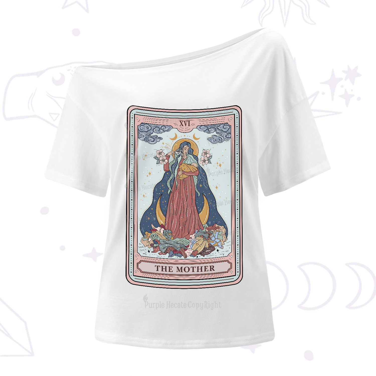 Purplehecate The Mother Tarot One-Shoulder T-Shirt