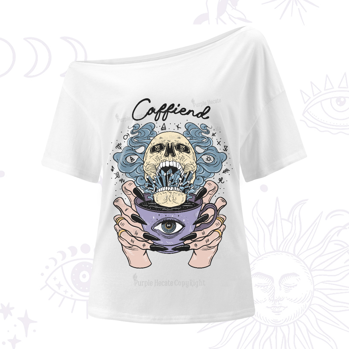 Purplehecate Caffiend One-Shoulder T-Shirt