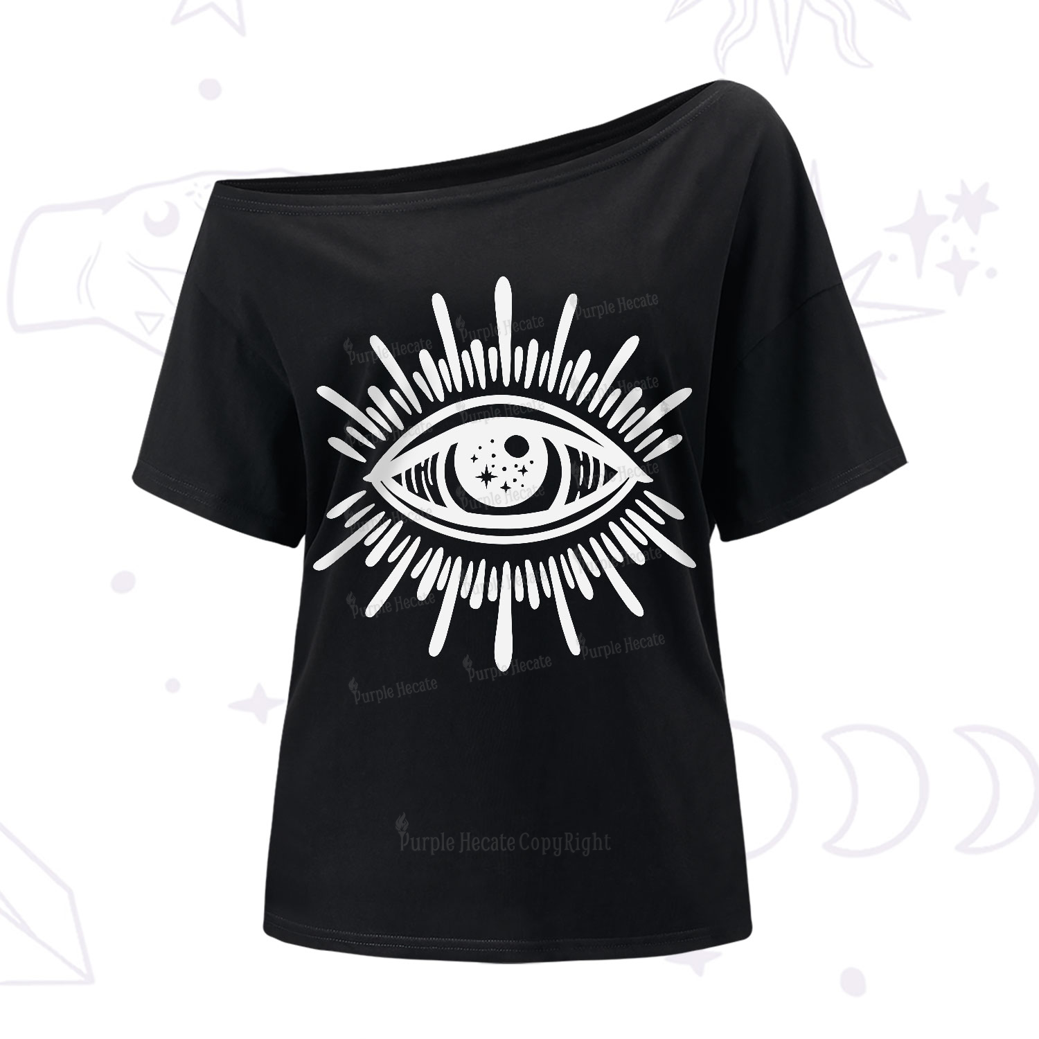 Purplehecate Evil Eye One-Shoulder T-Shirt