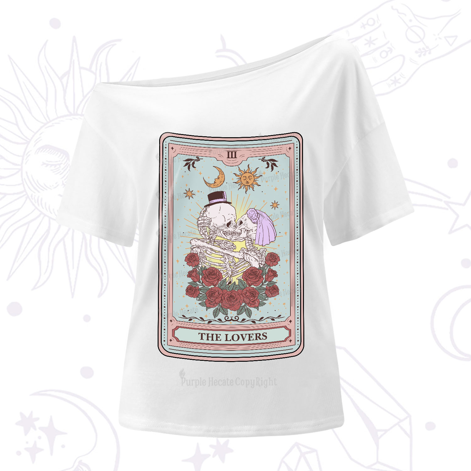 Purplehecate The Lovers Tarot One-Shoulder T-Shirt