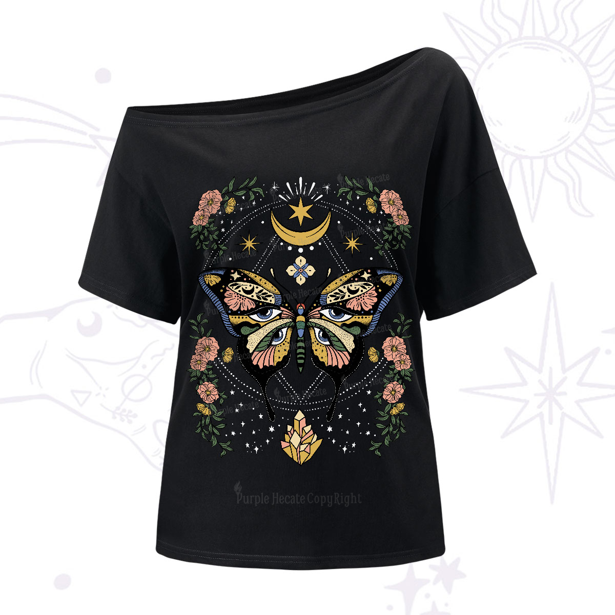 Purplehecate I Am Opening One-Shoulder T-Shirt