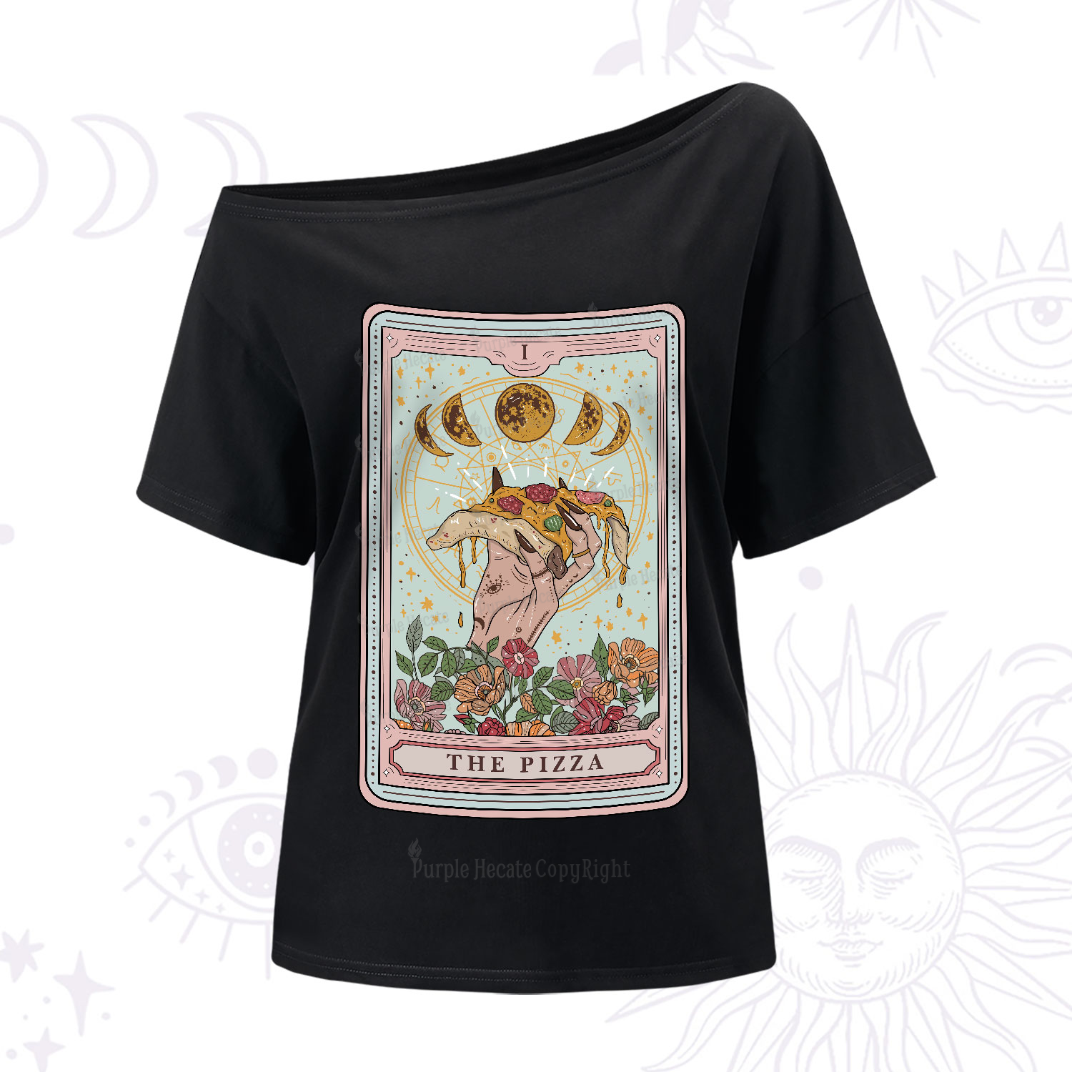 Purplehecate The Pizza Tarot One-Shoulder T-Shirt
