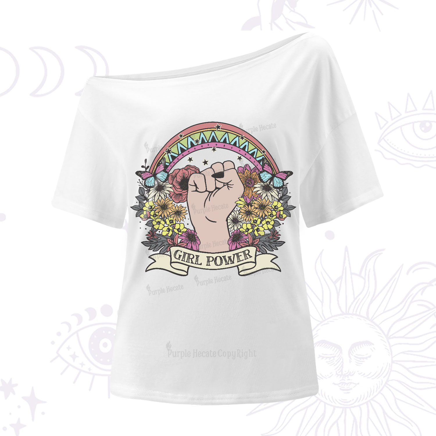 Purplehecate Girl Power One-Shoulder T-Shirt