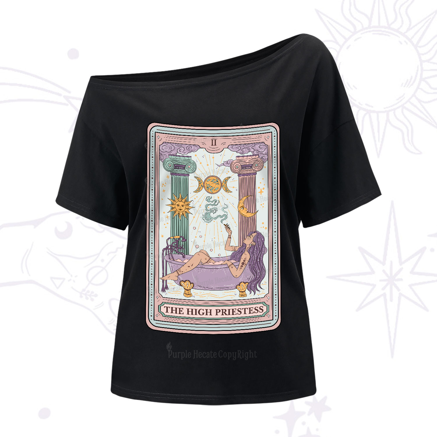 Purplehecate The High Priestess Tarot One-Shoulder T-Shirt
