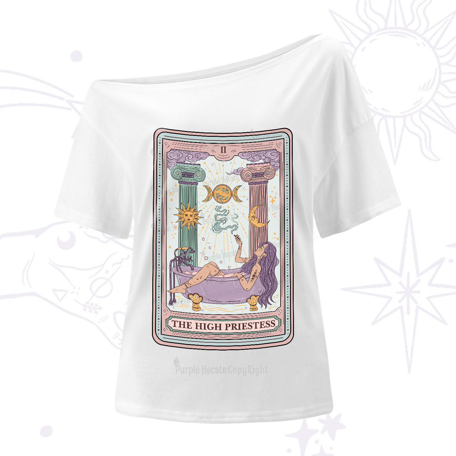 Purplehecate The High Priestess Tarot One-Shoulder T-Shirt