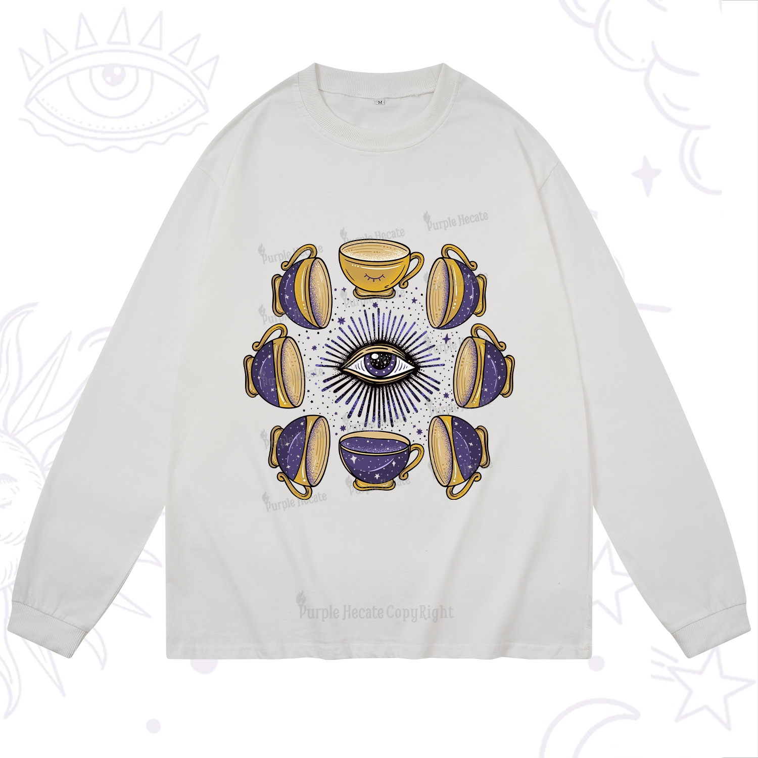 Purplehecate Moon Phase Coffee Lover Long Sleeve T-Shirt
