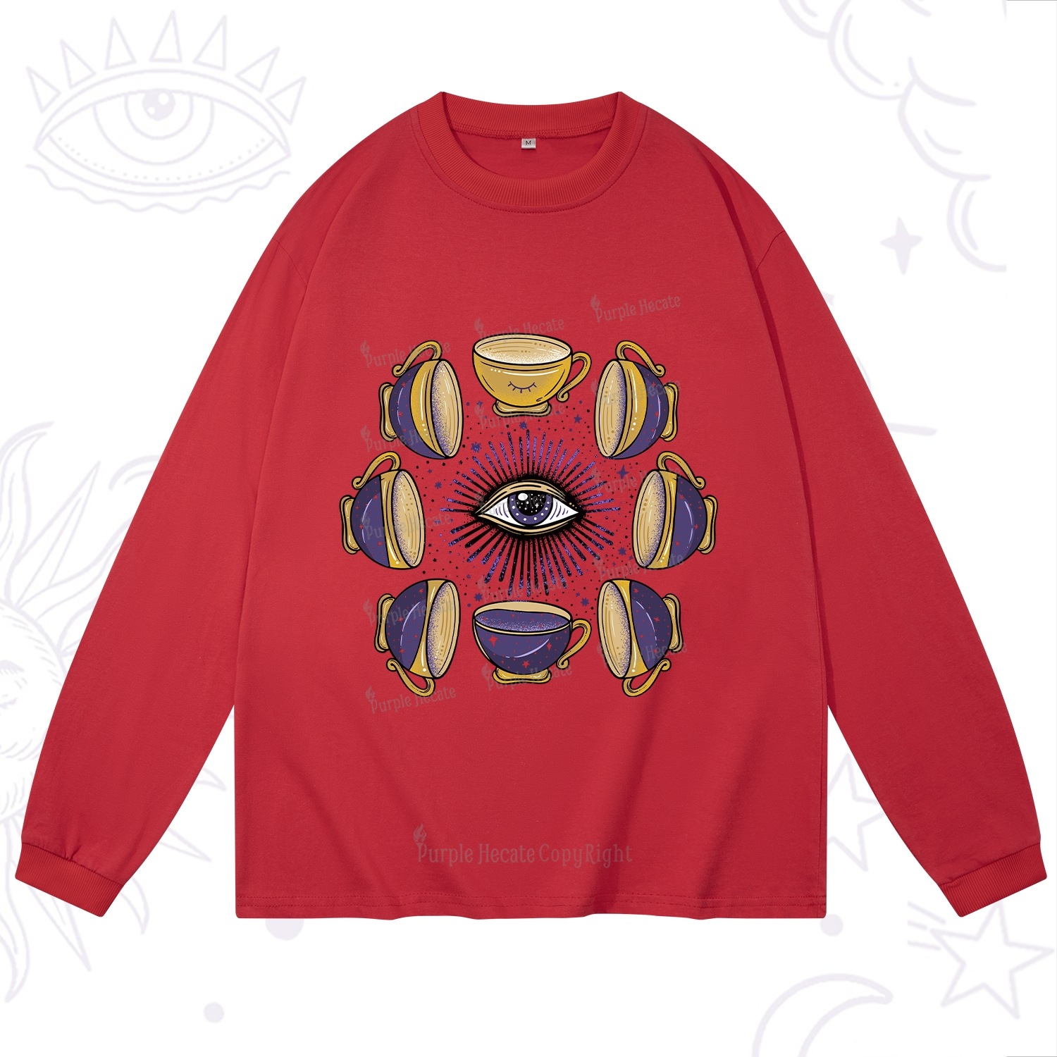 Purplehecate Moon Phase Coffee Lover Long Sleeve T-Shirt