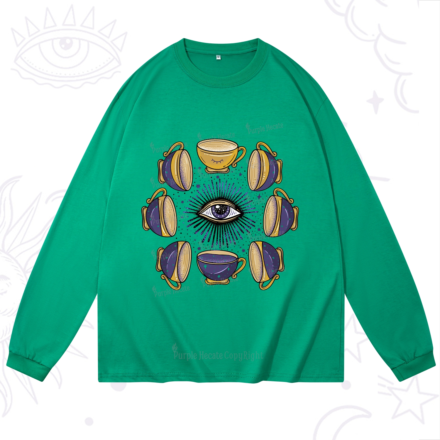 Purplehecate Moon Phase Coffee Lover Long Sleeve T-Shirt