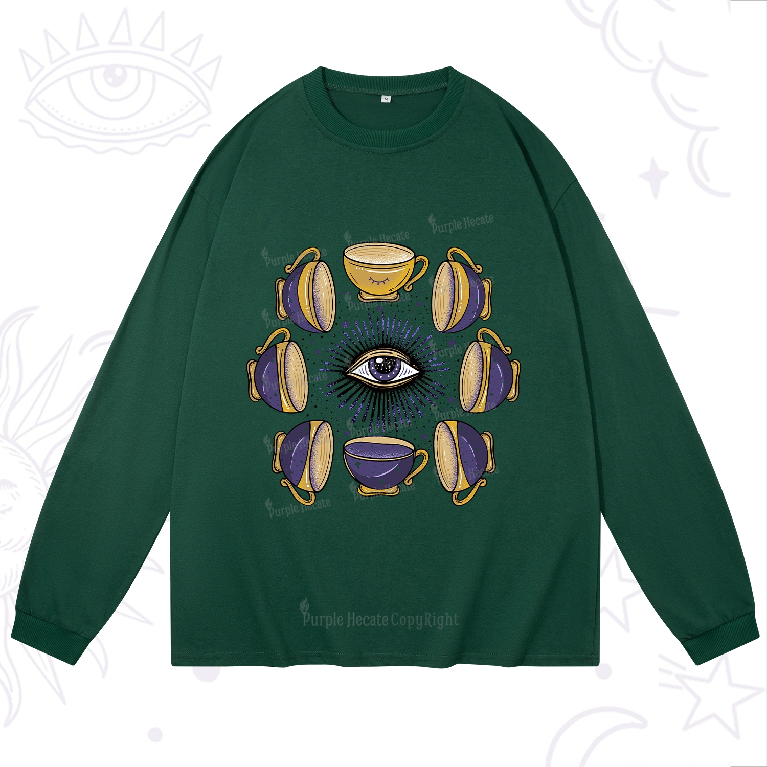 Purplehecate Moon Phase Coffee Lover Long Sleeve T-Shirt
