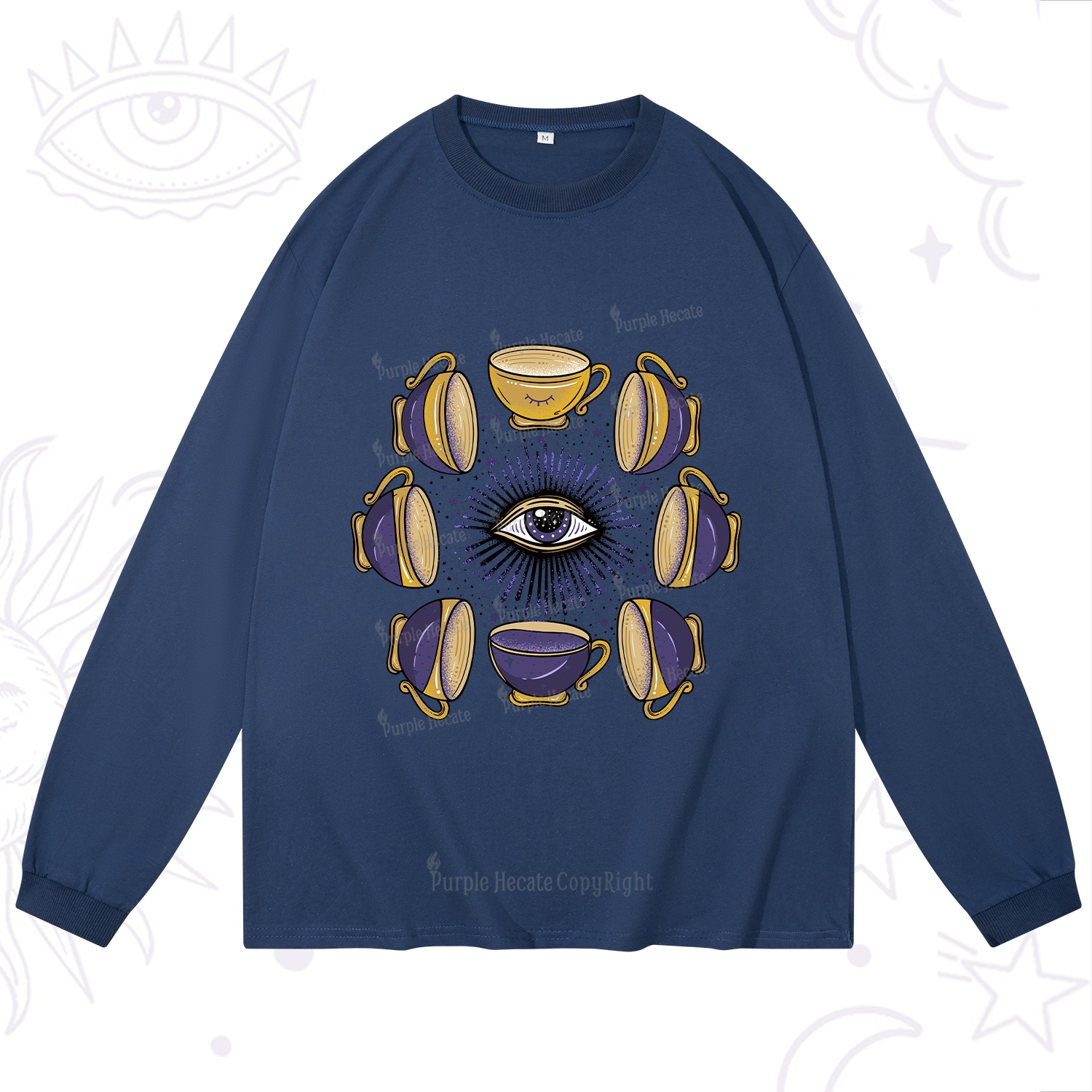 Purplehecate Moon Phase Coffee Lover Long Sleeve T-Shirt