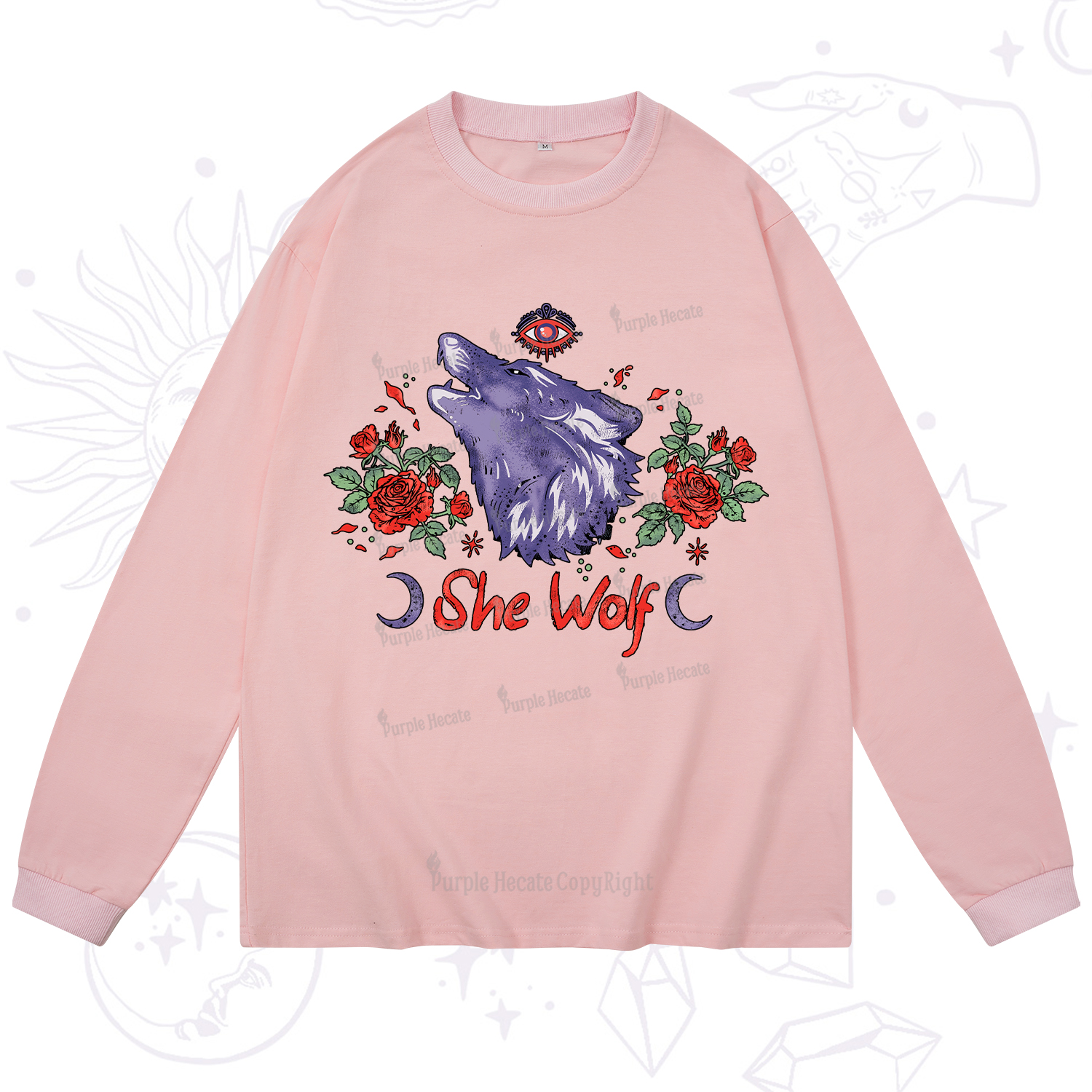 Purplehecate Moon Wolf Long Sleeve T-Shirt