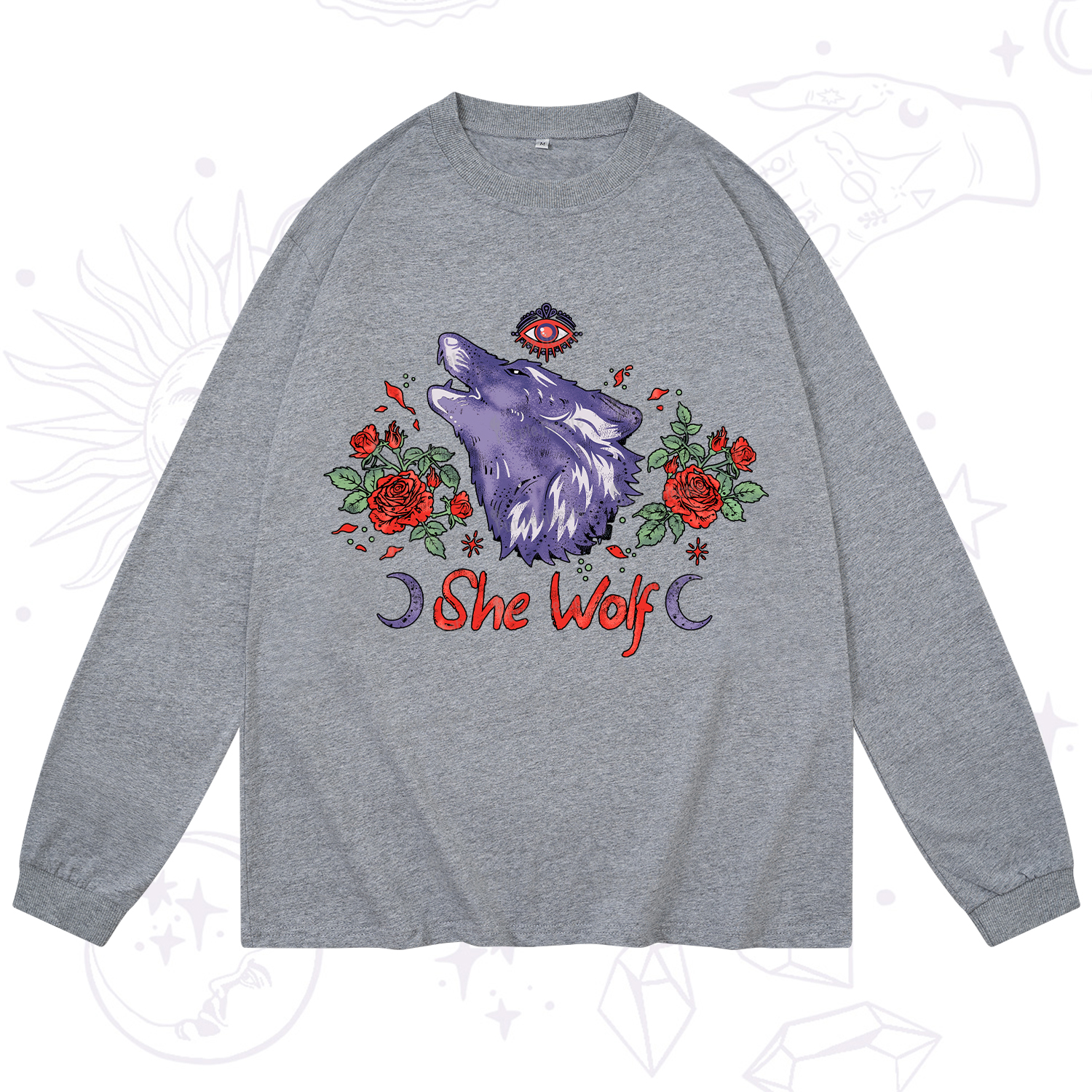 Purplehecate Moon Wolf Long Sleeve T-Shirt