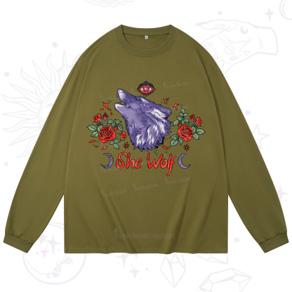 Purplehecate Moon Wolf Long Sleeve T-Shirt