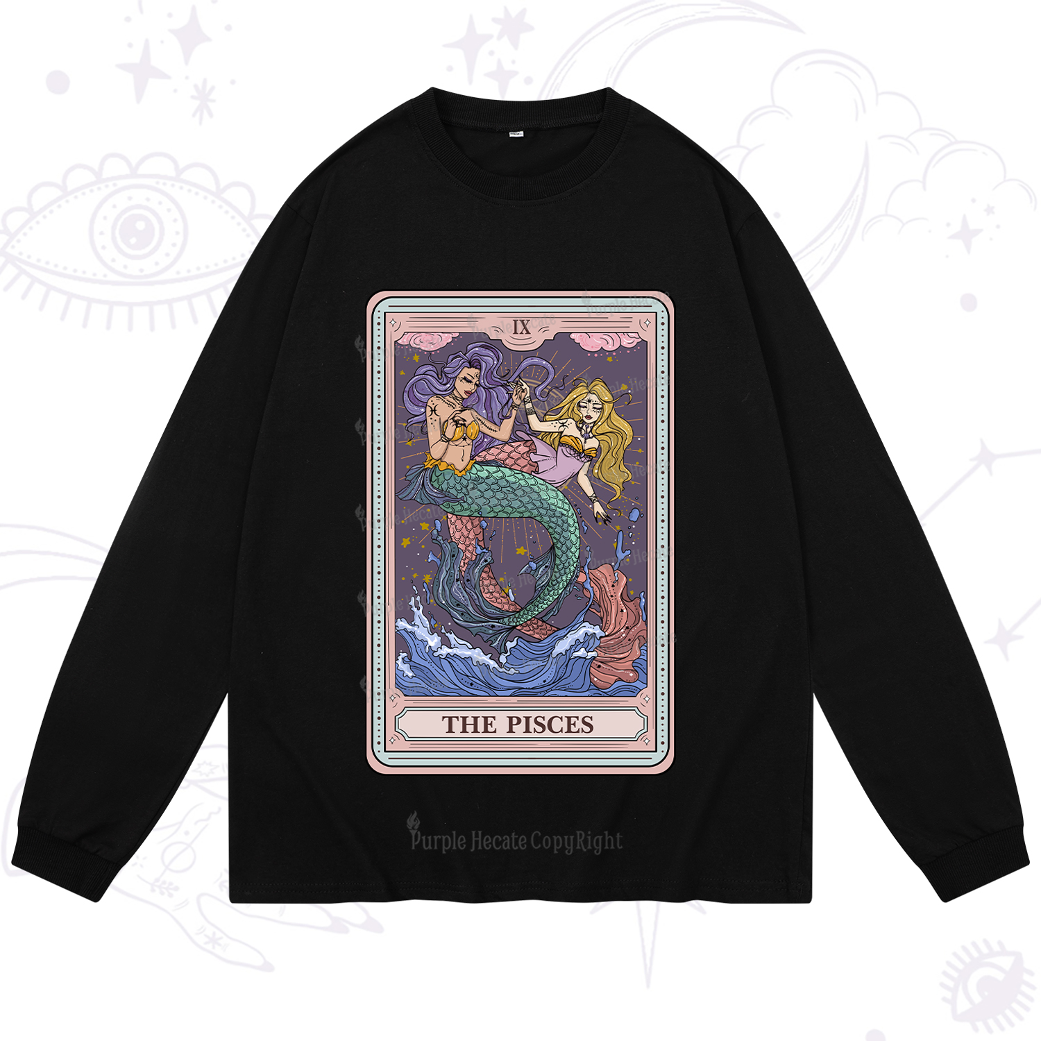 Purplehecate The Pisces Tarot Long Sleeve T-Shirt
