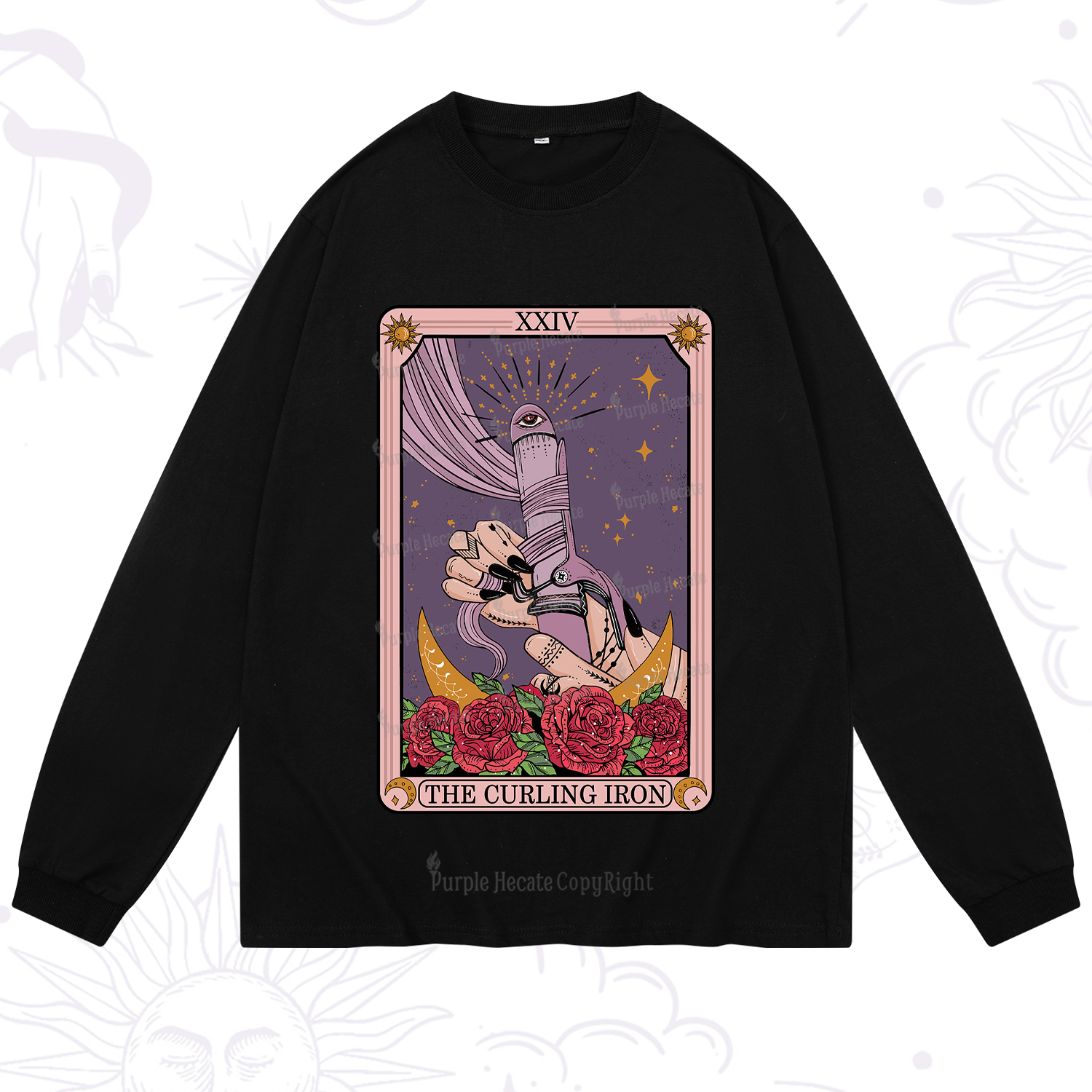 Purplehecate The Curling Iron Tarot Long Sleeve T-Shirt