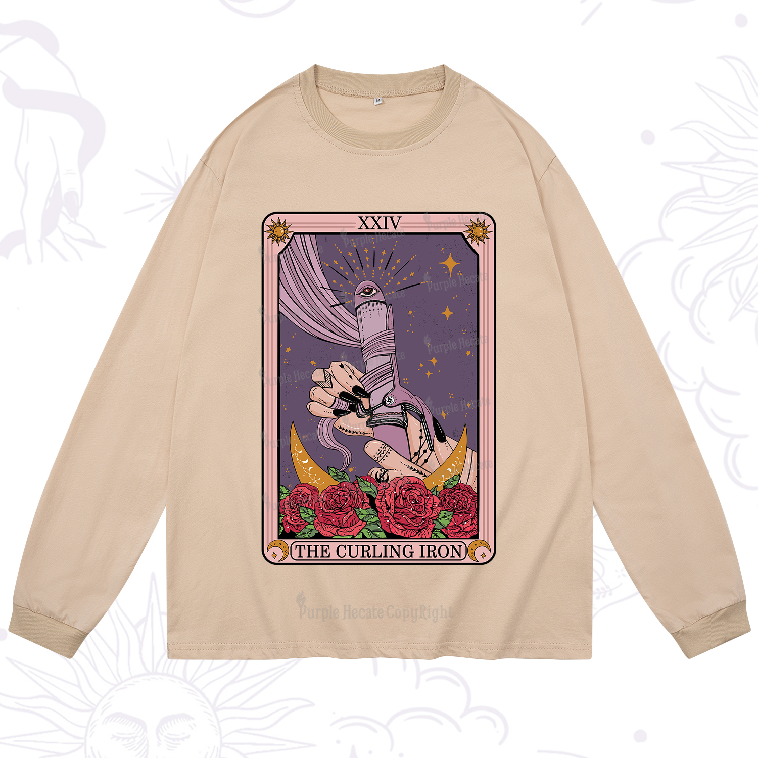 Purplehecate The Curling Iron Tarot Long Sleeve T-Shirt