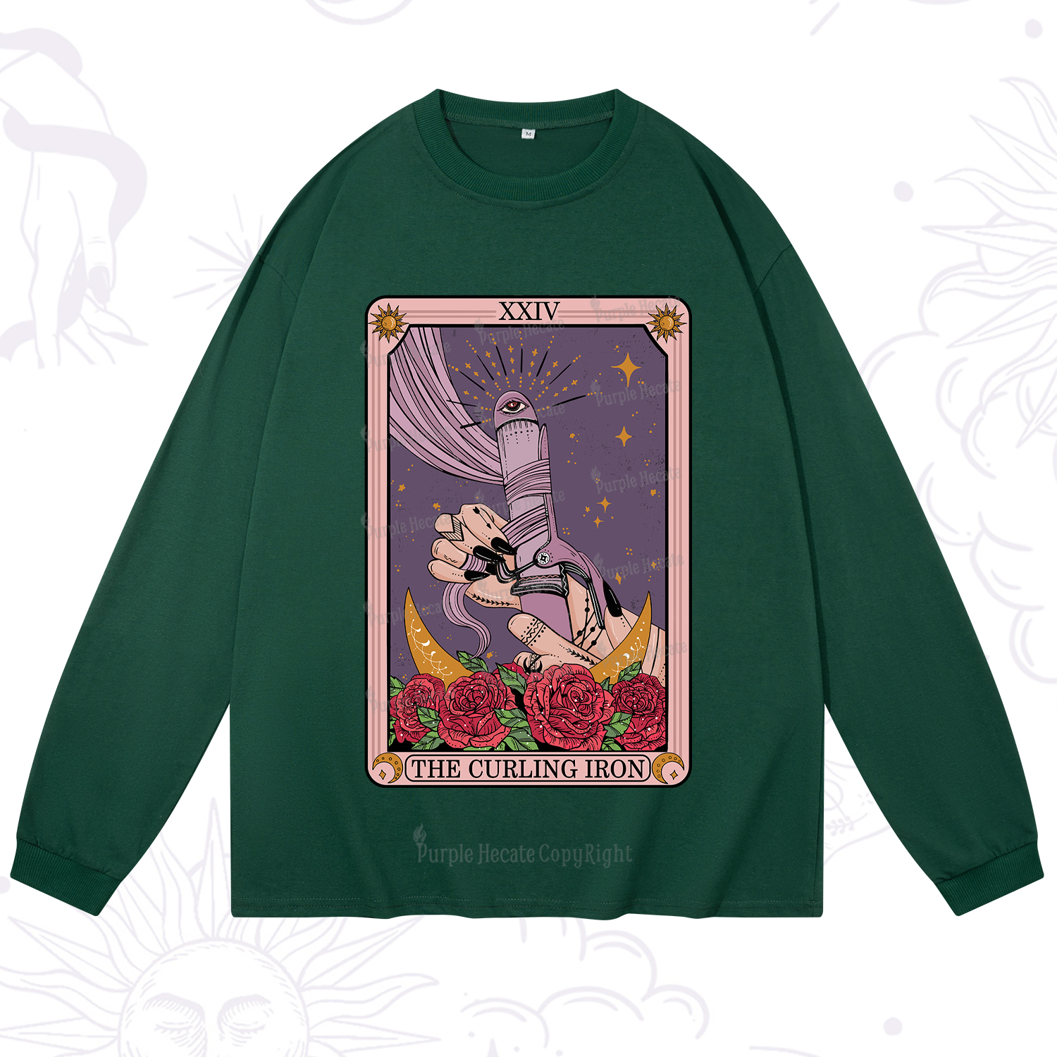 Purplehecate The Curling Iron Tarot Long Sleeve T-Shirt