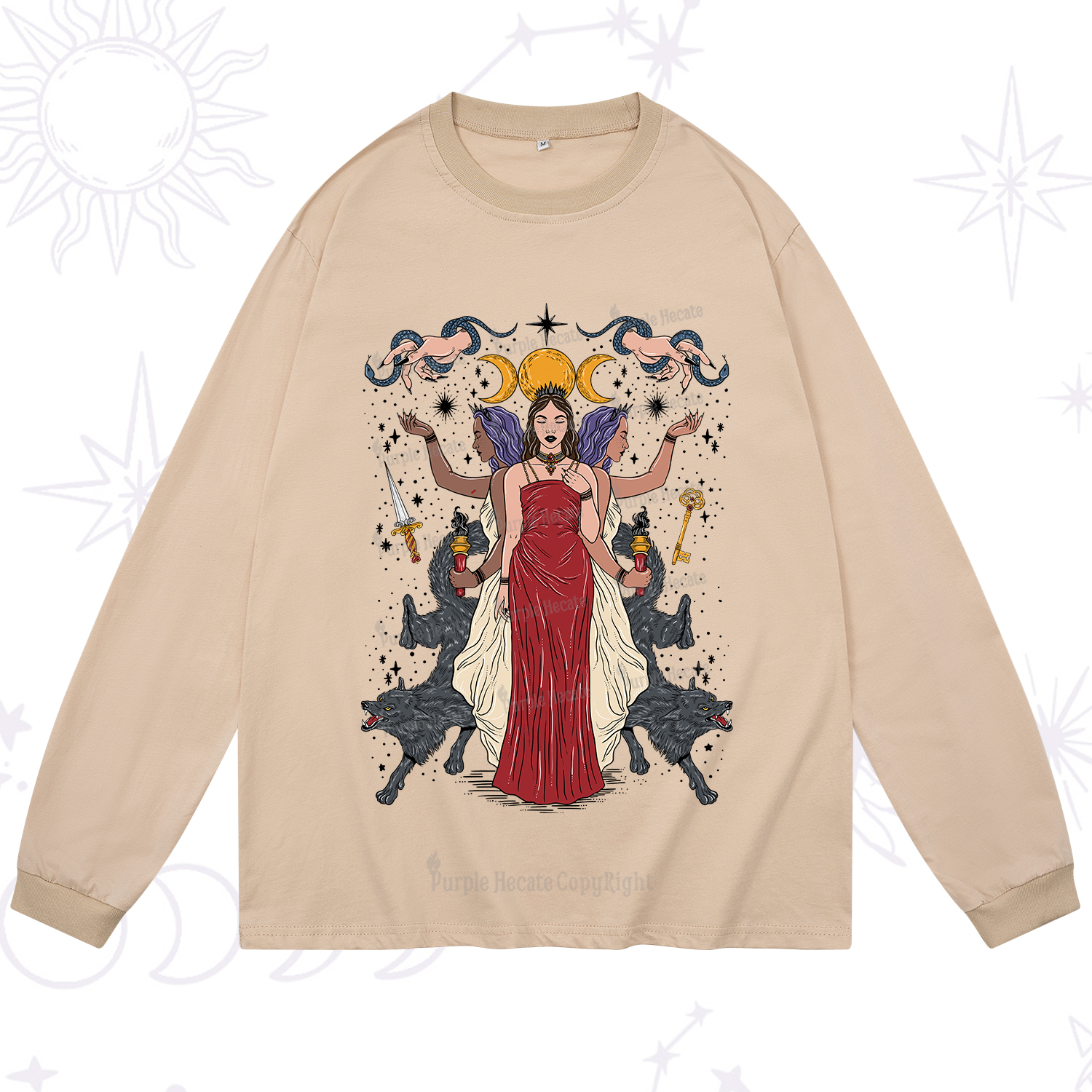 Purplehecate The Triple Goddess Hecate Long Sleeve T-Shirt