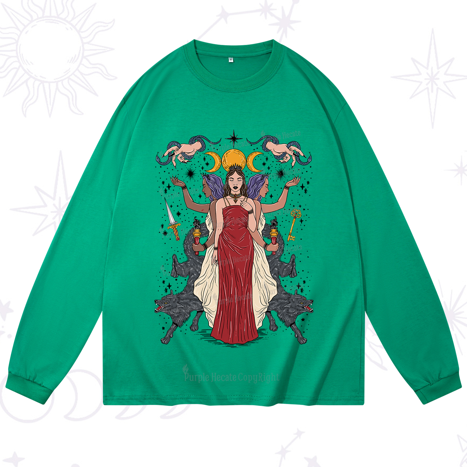 Purplehecate The Triple Goddess Hecate Long Sleeve T-Shirt