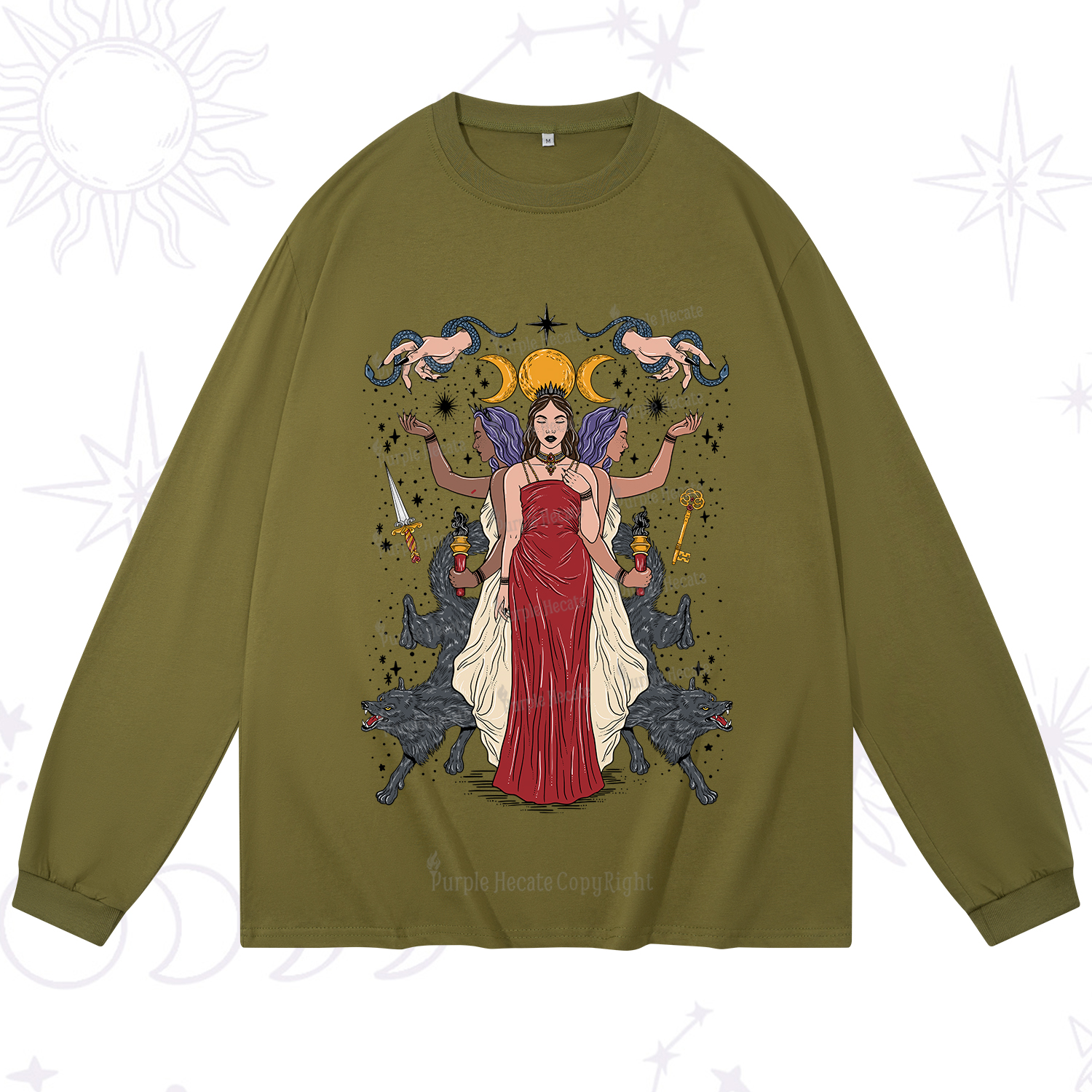 Purplehecate The Triple Goddess Hecate Long Sleeve T-Shirt