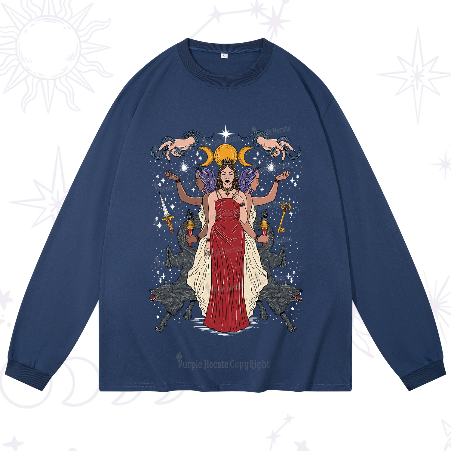 Purplehecate The Triple Goddess Hecate Long Sleeve T-Shirt