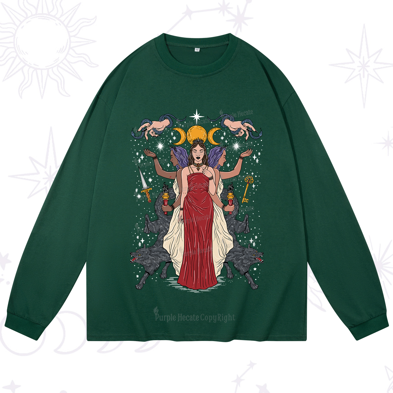 Purplehecate The Triple Goddess Hecate Long Sleeve T-Shirt