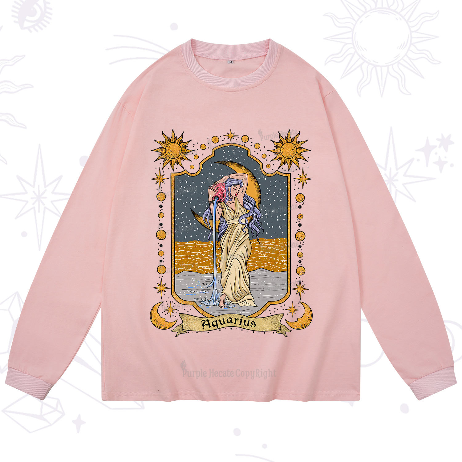 Purplehecate Aquarius Zodiac Long Sleeve T-Shirt