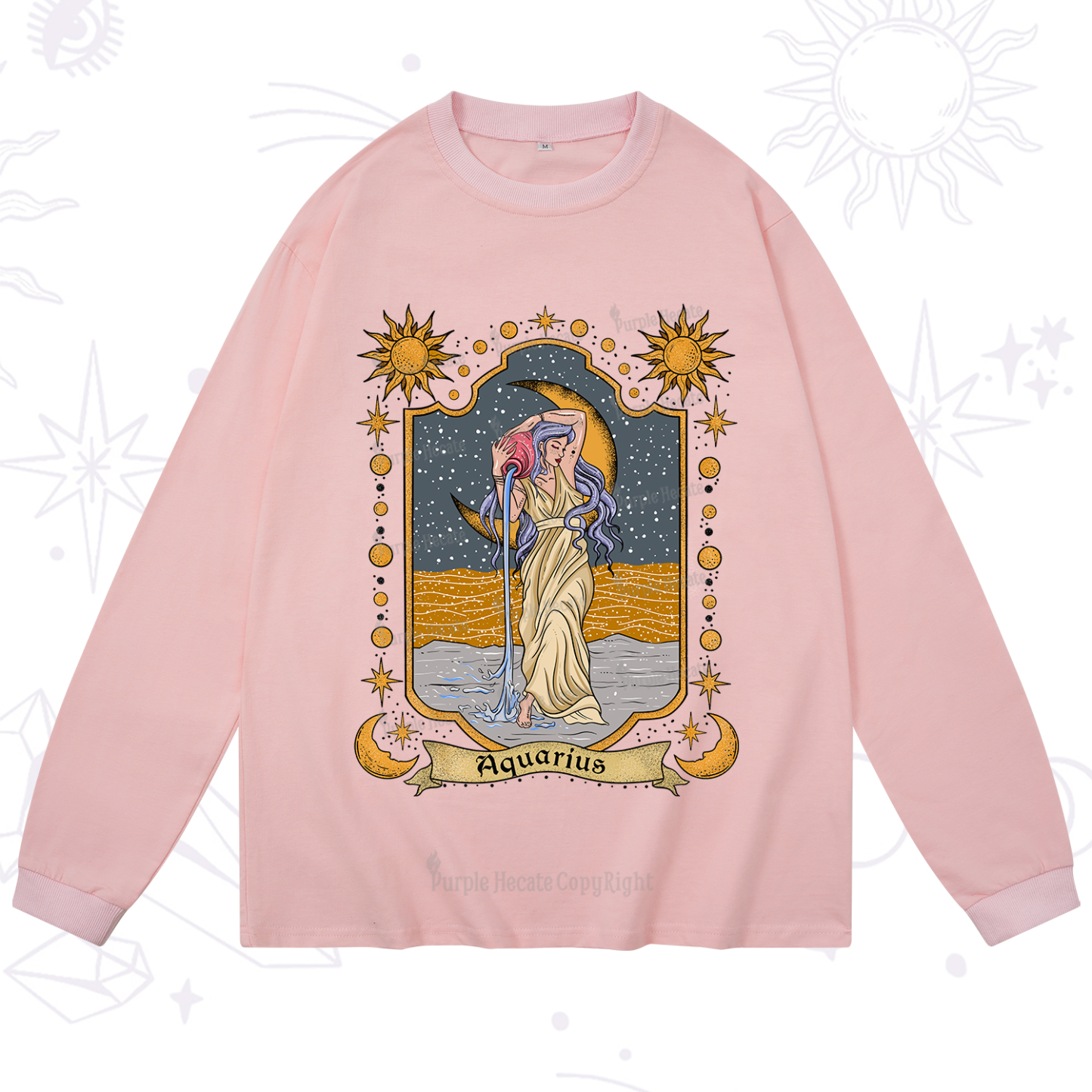 Purplehecate Aquarius Zodiac Long Sleeve T-Shirt