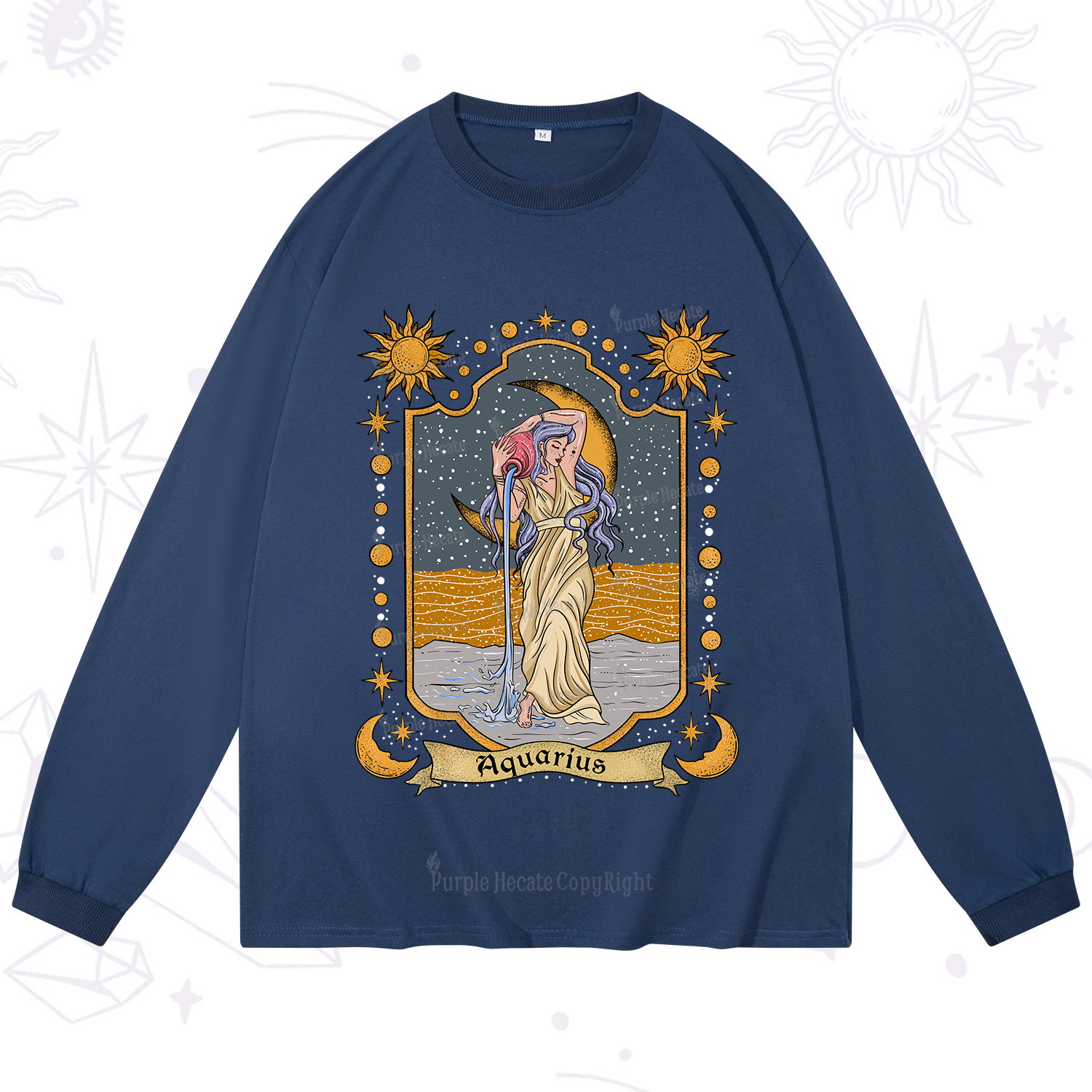 Purplehecate Aquarius Zodiac Long Sleeve T-Shirt