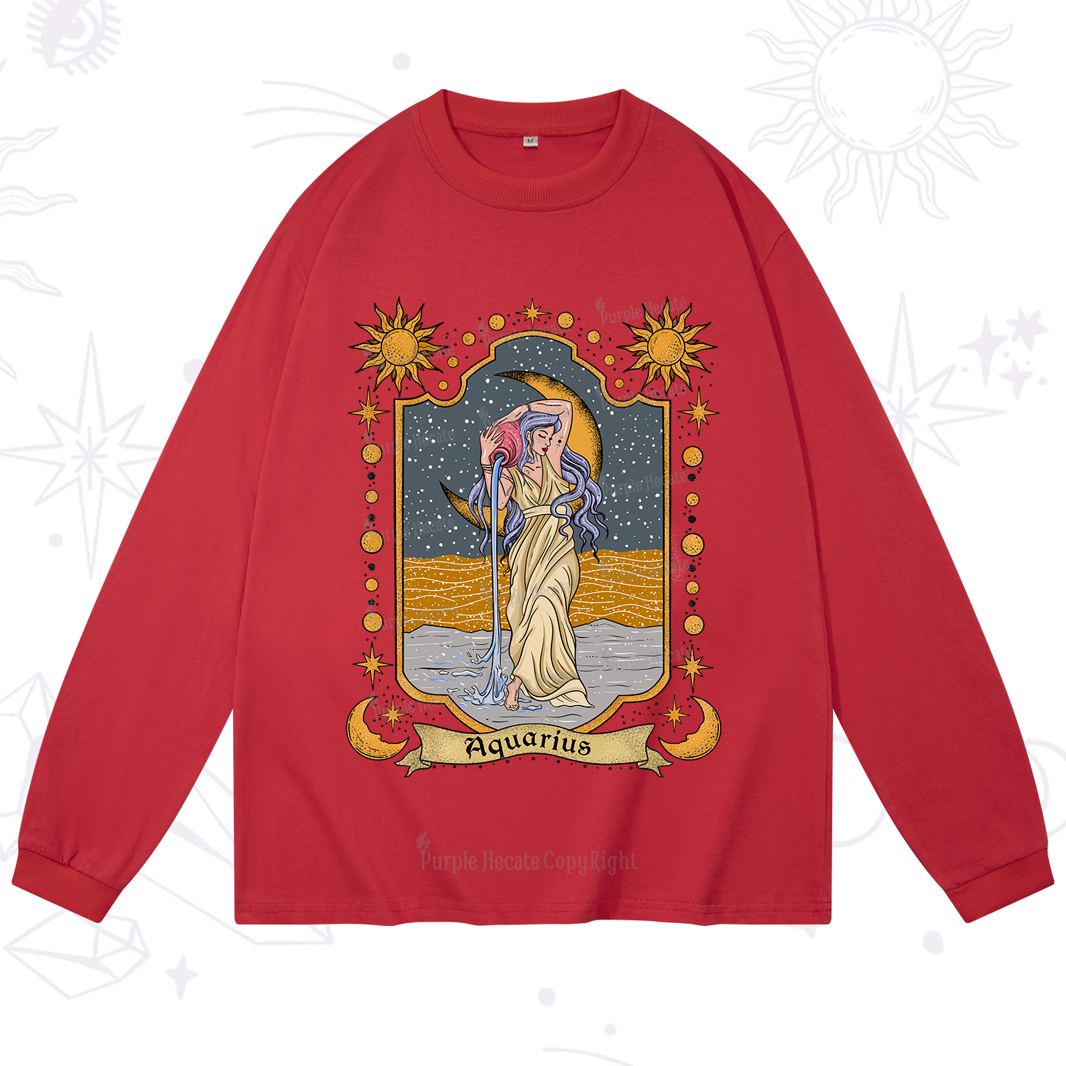 Purplehecate Aquarius Zodiac Long Sleeve T-Shirt
